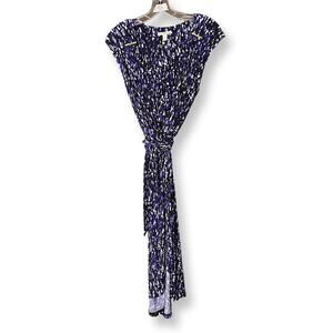 Vintage Y2K Dana Buchman Black & Blue Speckled Wrap Dress